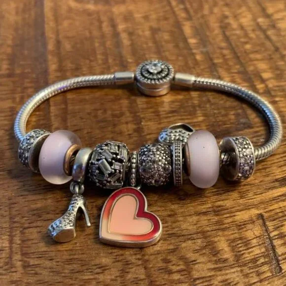 Pandora Moments Halo Snake Chain Bracelet with 9 charms - Picture 5 of 5